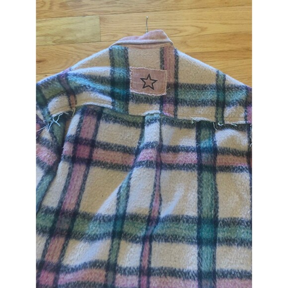 POL Brand Pink Fuzzy Plaid Corduroy Patchwork Shacket  -  Jacket-Size M - Picture 3 of 9